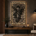 Cuadro decorativo religioso Ascensión de Cristo en acero cortado a láser, acabado negro mate