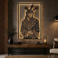 Cuadro decorativo religioso Jesús Cautivo en acero cortado a láser, acabado negro mate