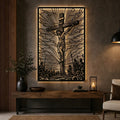 Cuadro decorativo religioso Jesús Crucificado en acero cortado a láser, acabado negro mate