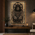 Cuadro decorativo religioso Jesús de la Misericordia en acero cortado a láser, acabado negro mate