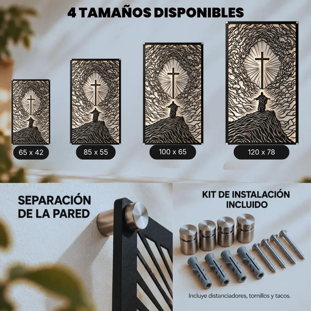Tamaños disponibles del cuadro Cruz del Redentor en acero