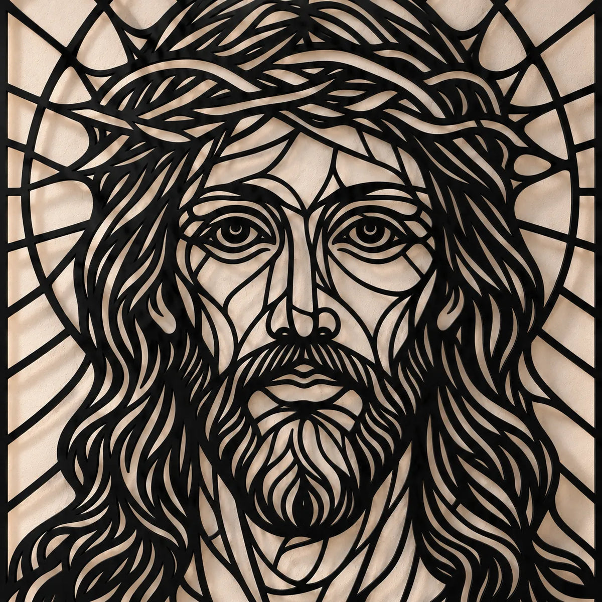 Detalle del corte láser del Rostro de Jesús