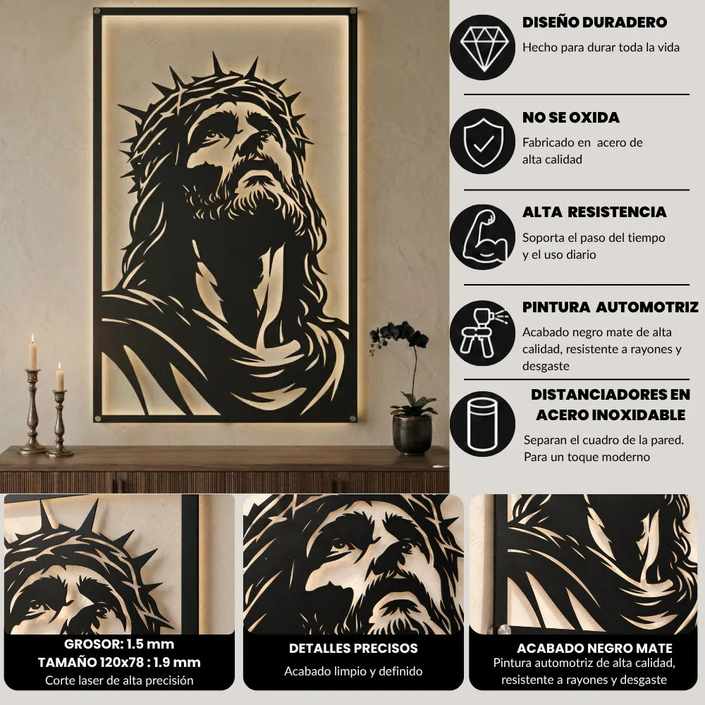 Características del cuadro Sagrada Mirada en acero
