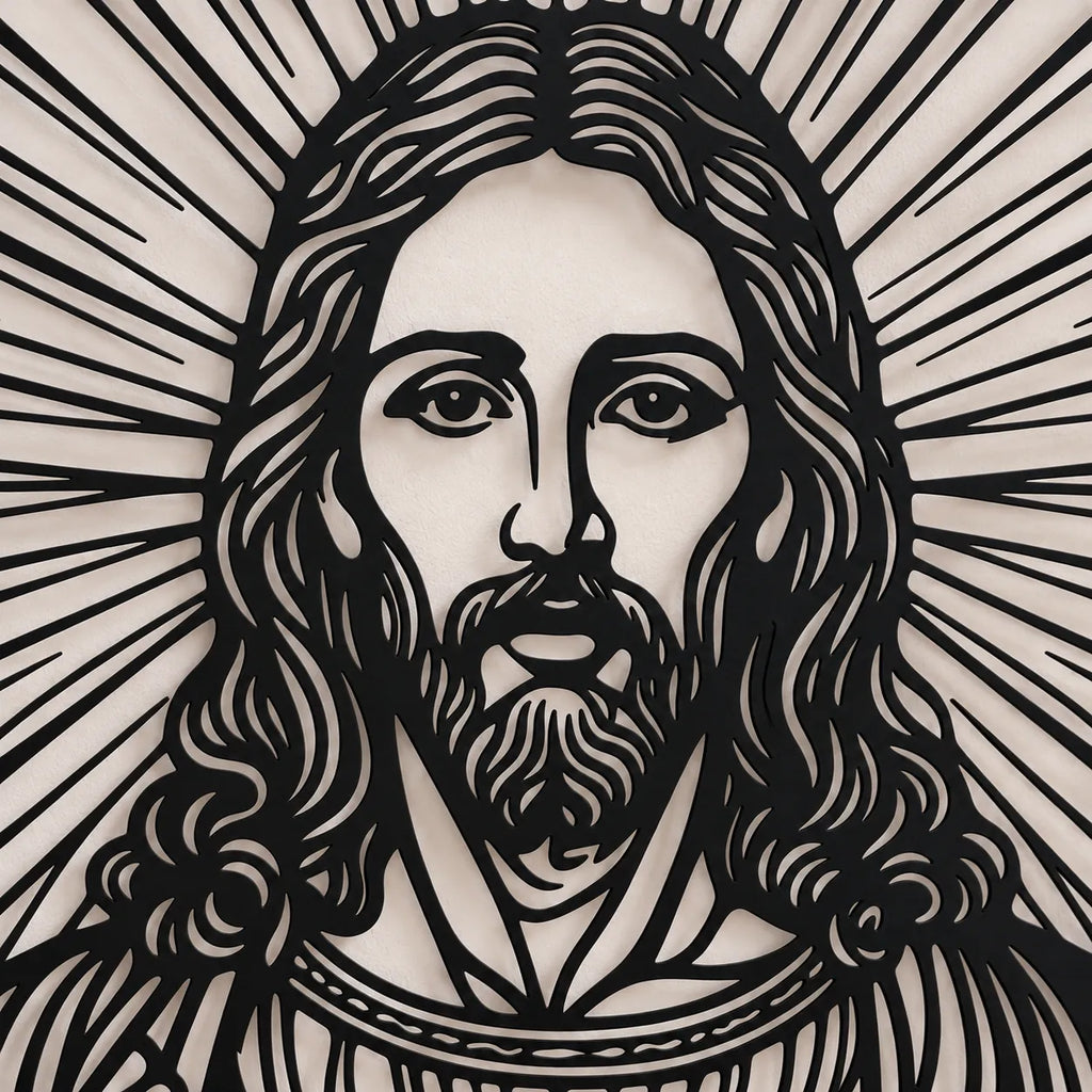 Detalle del corte láser del Sagrado Corazón de Jesús